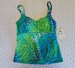 Vibrant Green and Blue Animal Print Tank Top